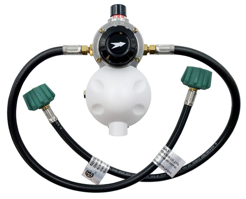 LPG Auto Changeover Regulator w/ Inlet Fitting w/ Backcheck - 2 24" Hoses - 028-606024