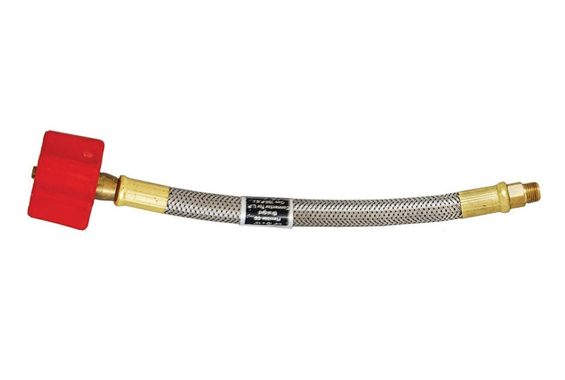 LP Gas Pigtail RV Propane Stainless Steel Hose - Acme to Inverted Flare Length 15"  MER425SS-15