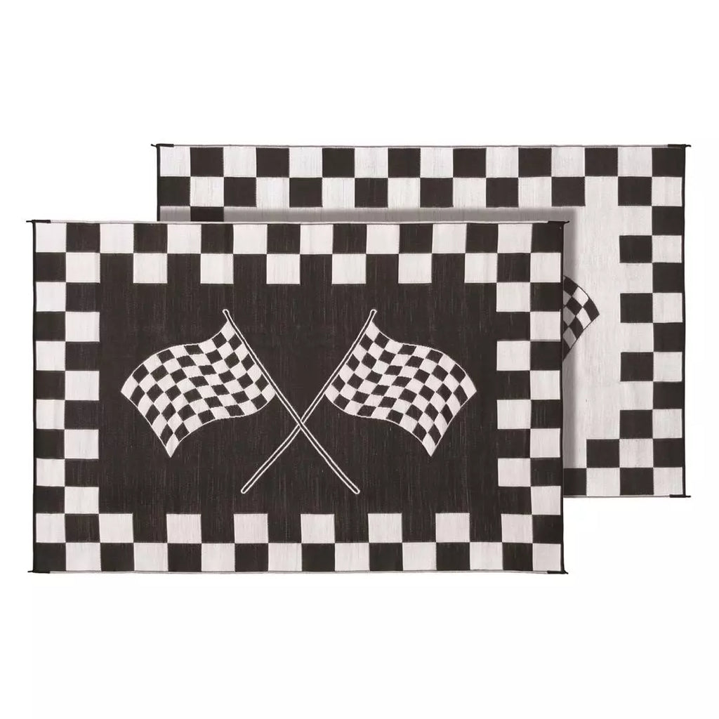 Black and White - Finish Line Design Patio Mat 6' X 9' 01-0448