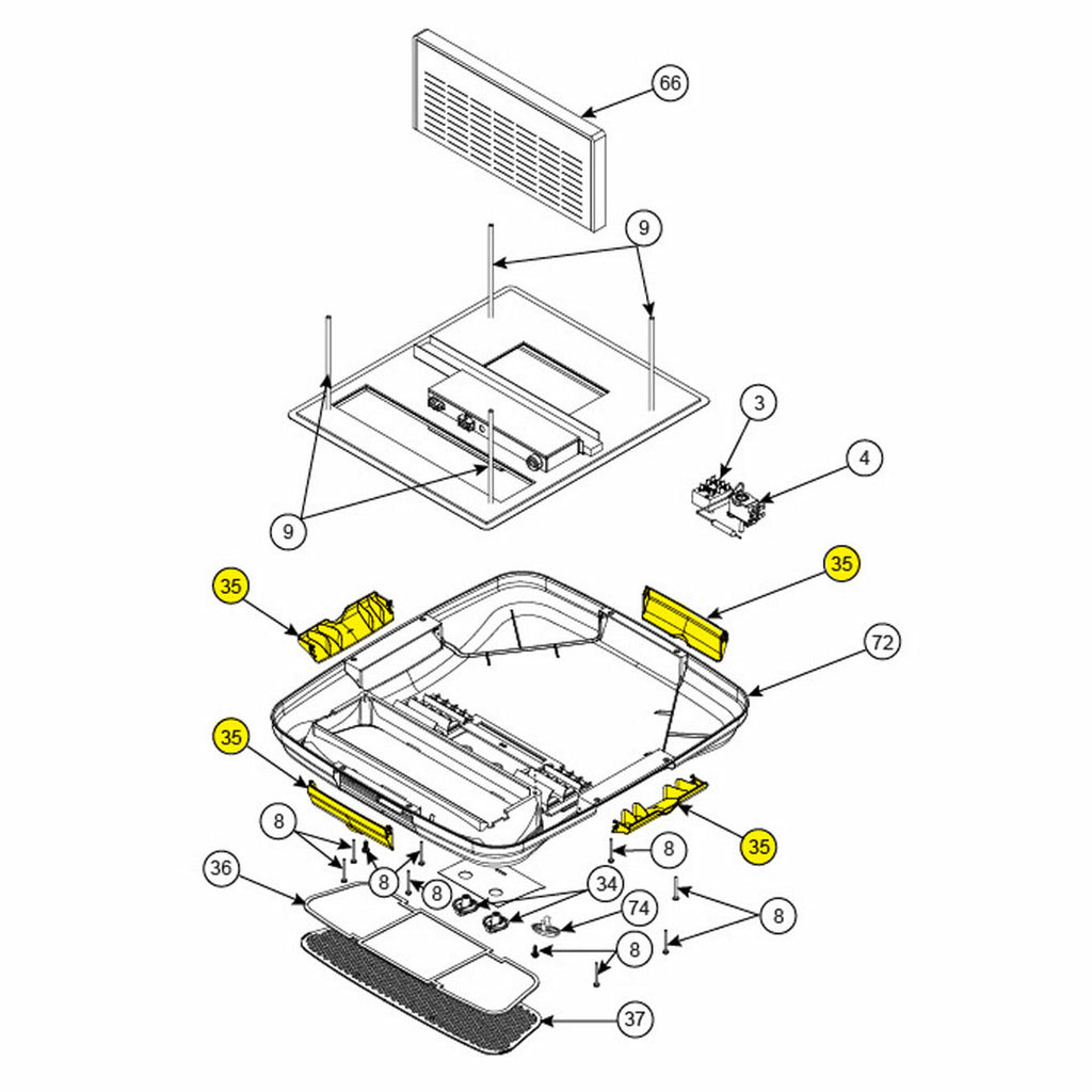 Dometic Air Conditioner Ceiling Assembly Louver  3315333.001