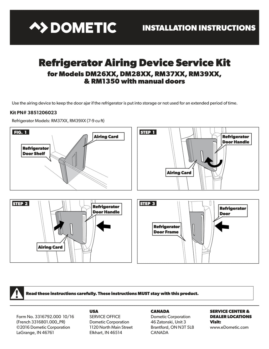 Dometic Refrigerator Door Air Cards For Dometic 6/8 Cu Ft RV Refrigerators  38507810266