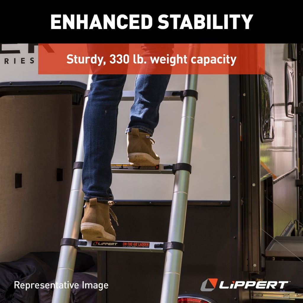 Lippert On-The-Go Telescopic Ladder - 12-1/2' Extended - 14-1/3' Reach - 330 lbs  2021097938
