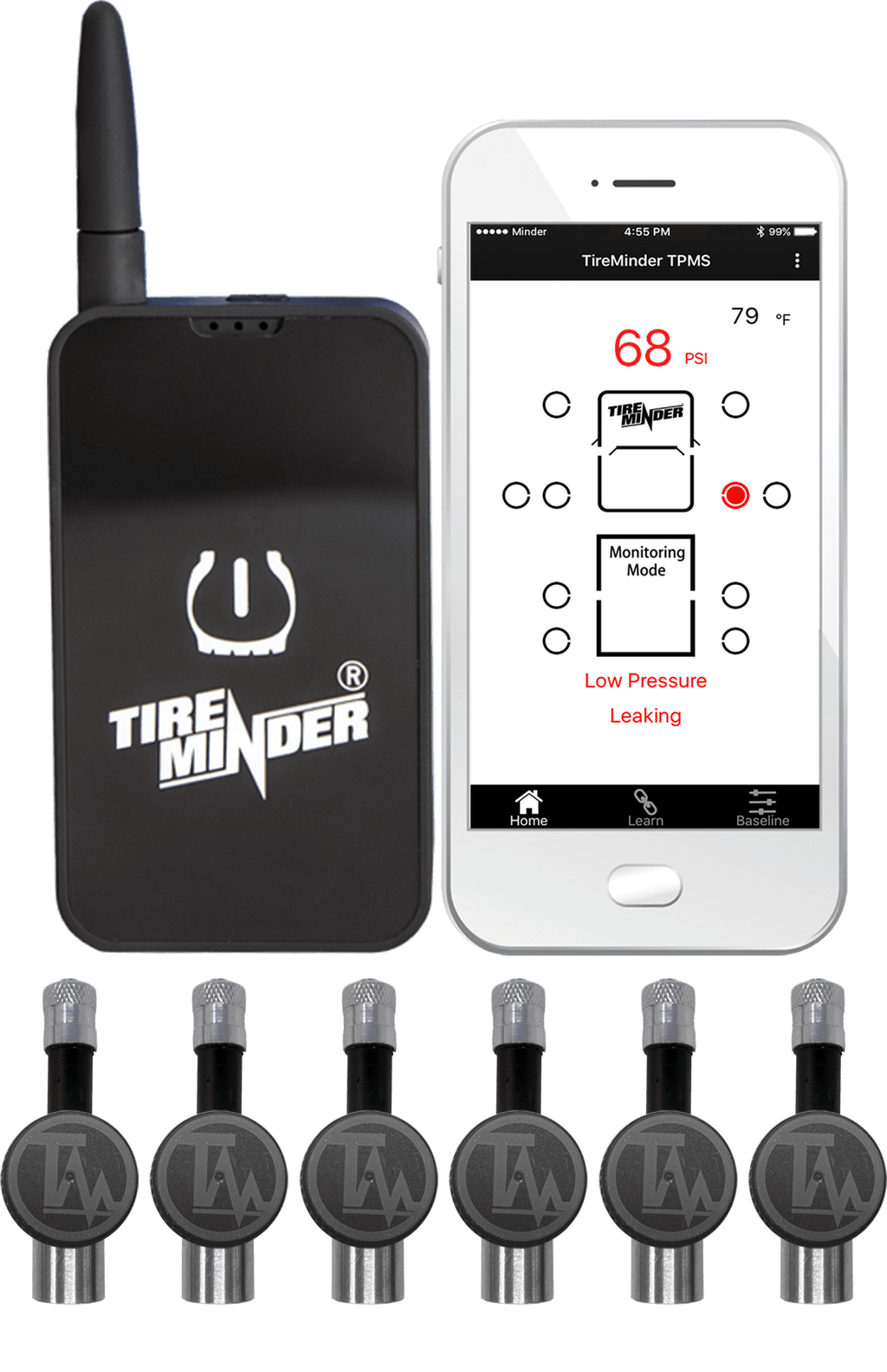 Valterra TireMinder RV Smart TPMS - With 6 Flow Through Transmitters - Rhino Booster TM22160