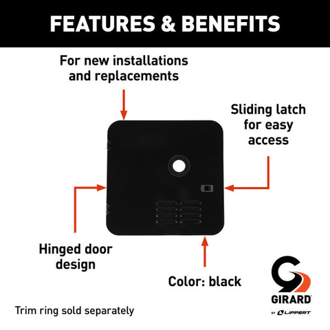 Girard Tankless RV Water Heater Door - Black - Suburban, Atwood, Dometic - 10 Gallon  2GWHDAS10B