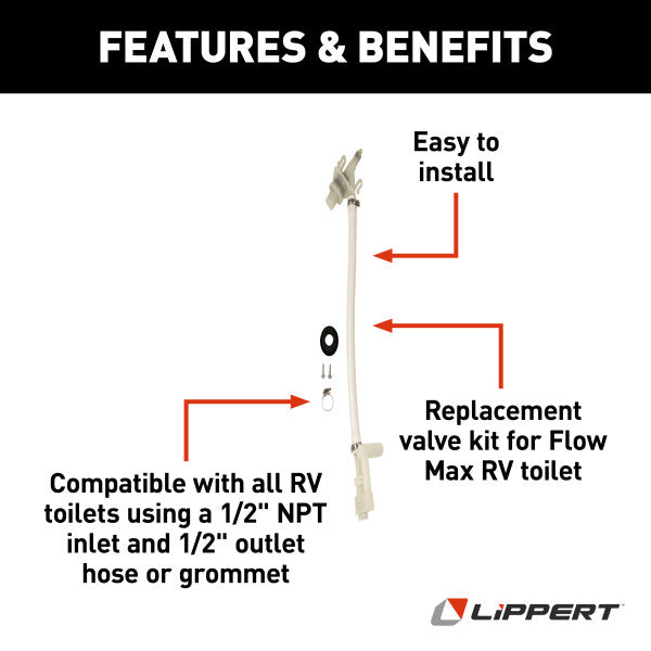 Lippert Flow Max Replacement RV Toilet Valve Kit -  2022121976