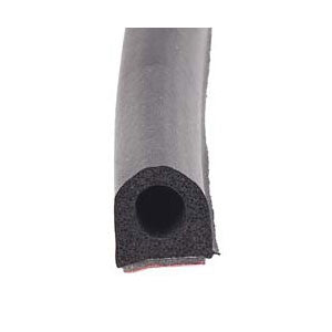 Non Ribbed D Seal w/ Tape - Black w/ Hats - 50' Roll - 3/4" x 3/4" x 50' - 018-663