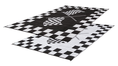 Black and White - Finish Line Design Patio Mat 6' X 9' 01-0448