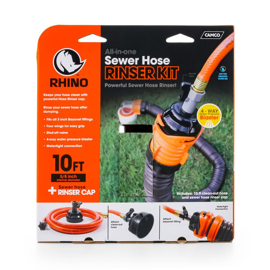 RhinoFlex 10’ Clean Out Hose w / Rinser Cap - 22999