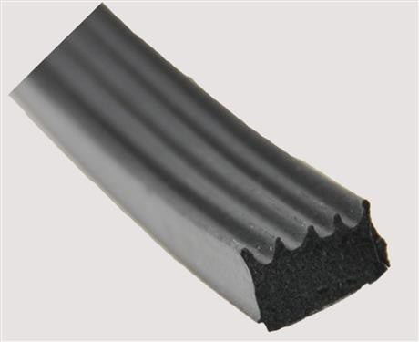 Foam Seal w/ Tape - Black w/Rib w/PSA - 50' Roll - 1/2" x 5/16" x 50' - 018-855