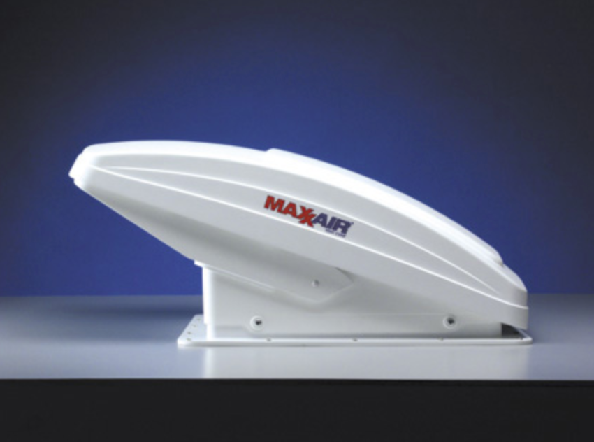 MaxxFan Deluxe Roof Vent w/ 12V Fan - Manual Lift - 4 Speed - White  00-05301K