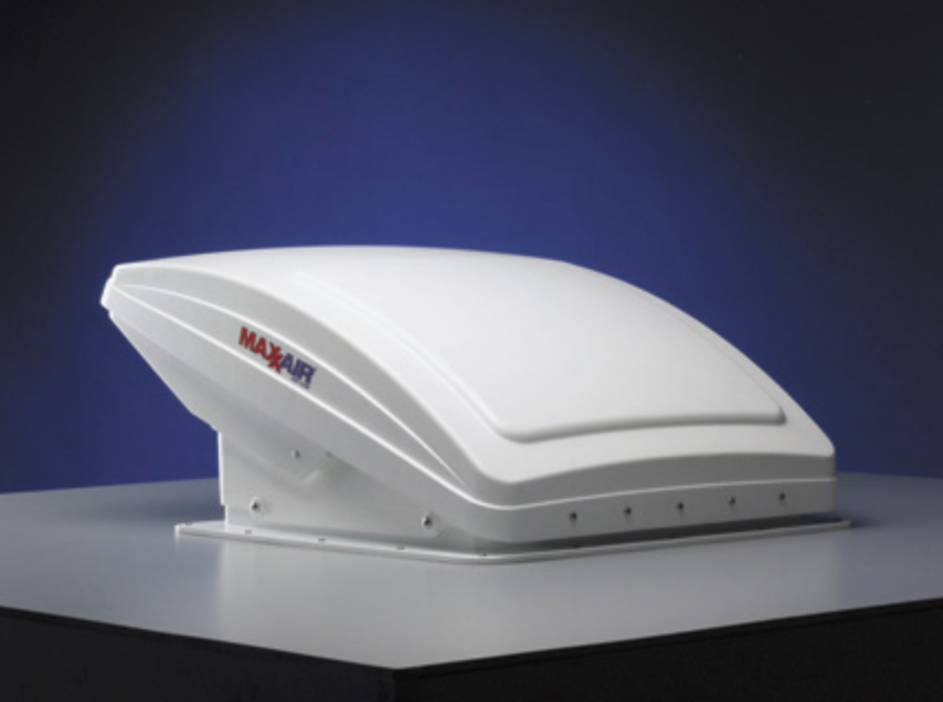 MaxxFan Deluxe Roof Vent w/ 12V Fan - Manual Lift - 4 Speed - White  00-05301K